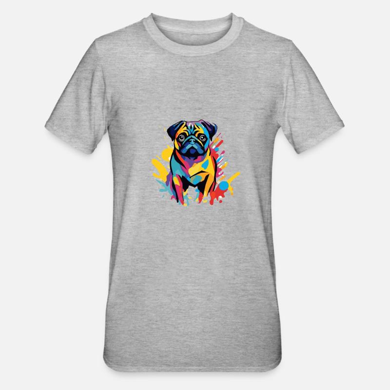 Mops - Unisex Polycotton T-Shirt - Grau meliert