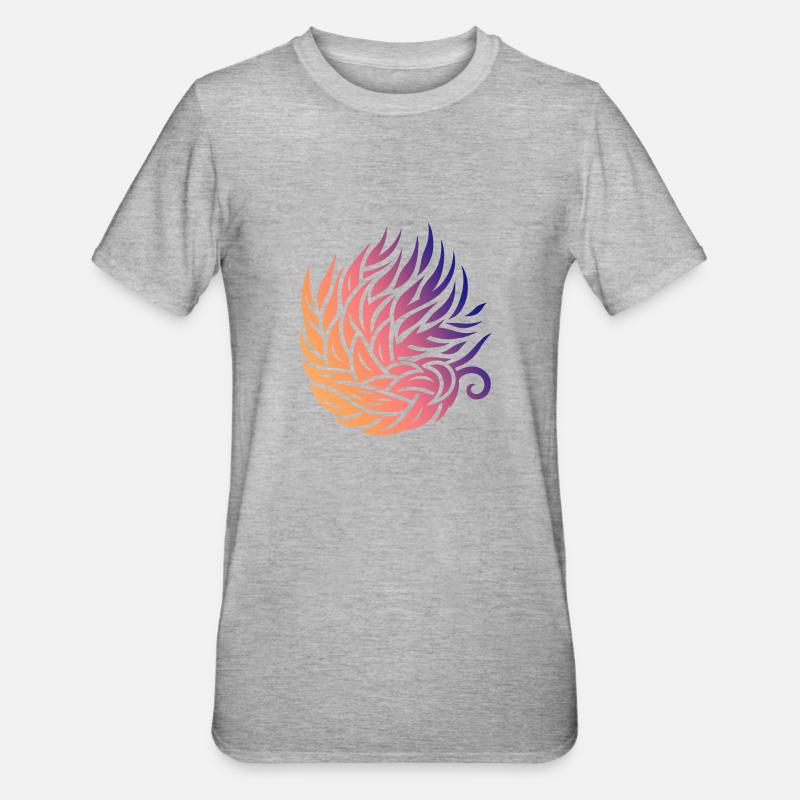 Tourbillon de feuilles abstrait - T-shirt polycoton Unisexe - gris chiné