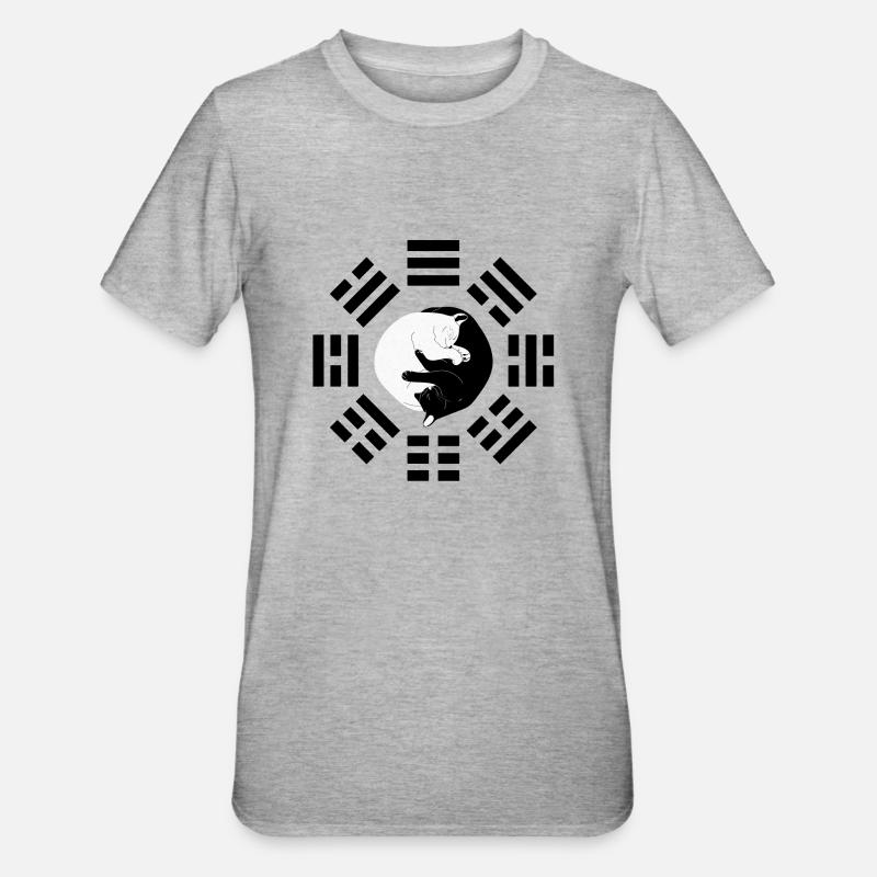 Chat Yi Ching - T-shirt polycoton Unisexe - gris chiné