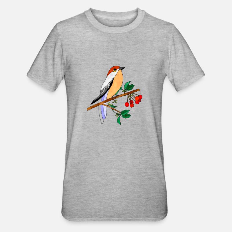 Bunter Vogel - Unisex Polycotton T-Shirt - Grau meliert