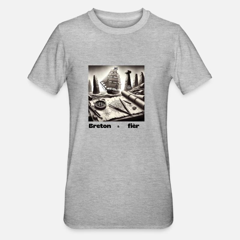 Stolzer Bretone - Unisex Polycotton T-Shirt - Grau meliert