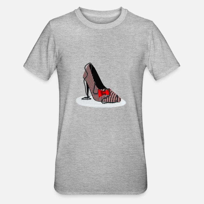 High Heels – Scottish Check Pattern - Unisex Polycotton T-Shirt - heather grey