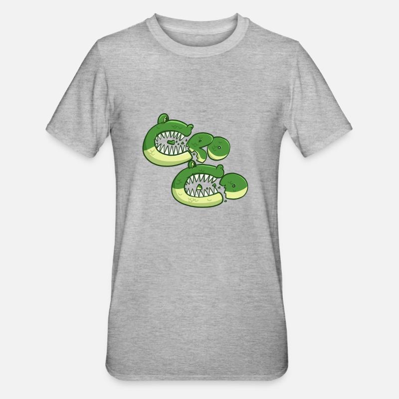 Nälkäinen croc - Unisex polypuuvilla-t-paita - harmaasävyinen