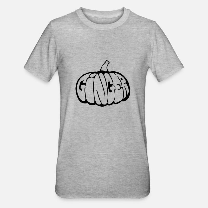 Kürbis-Ingwer-Graff (Schablone) - Unisex Polycotton T-Shirt - Grau meliert