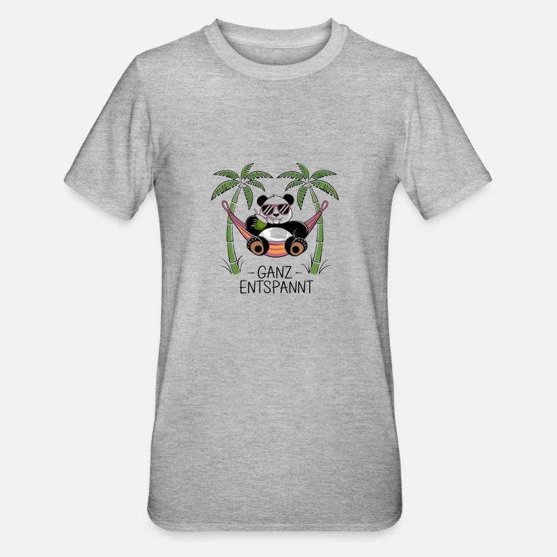 Panda - Ganz enspannt - Unisex Polycotton T-Shirt - Grau meliert