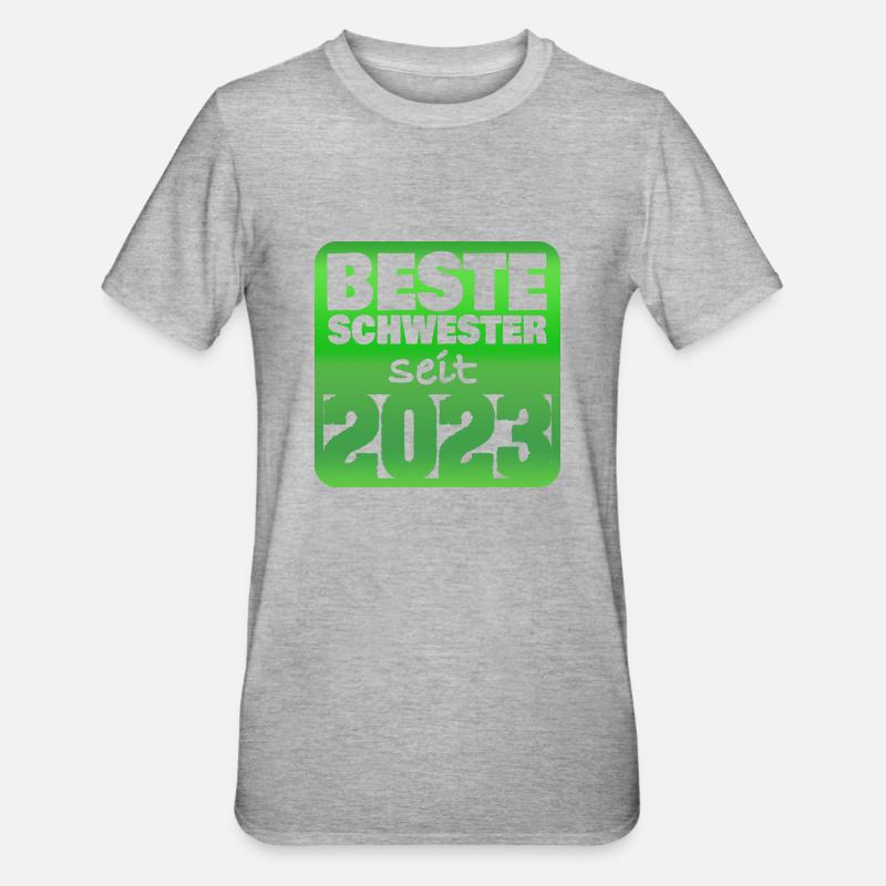 Schwester 2023 - Unisex Polycotton T-Shirt - Grau meliert