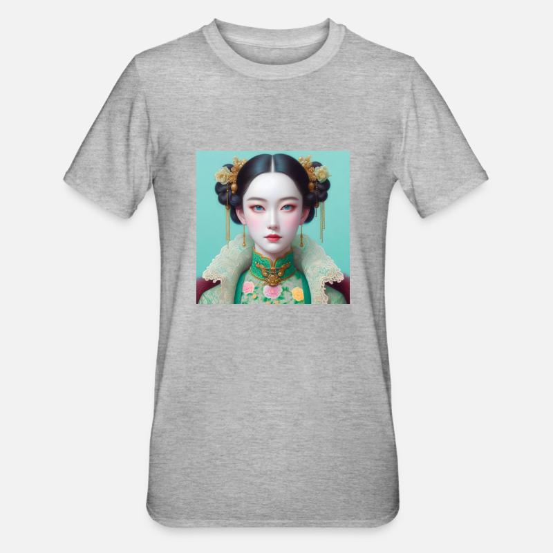 Schmetterlingsmädchen - Unisex Polycotton T-Shirt - Grau meliert
