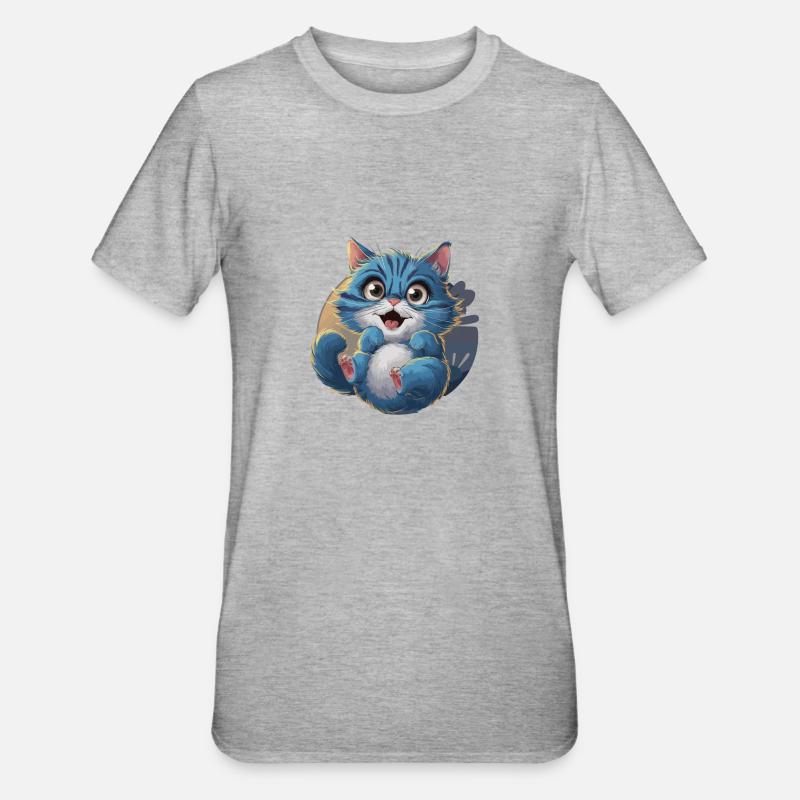 Chat bleu - T-shirt polycoton Unisexe - gris chiné