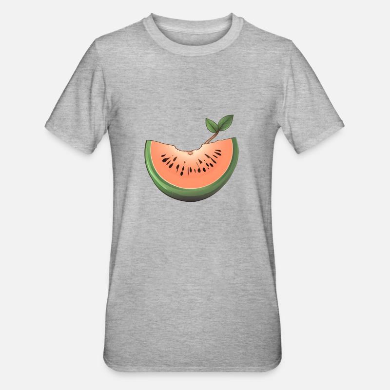 Watermelon, Melon, Fruit, Fruit - Unisex Polycotton T-Shirt - heather grey