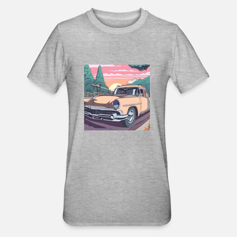 Oldtimer-Roadtrip - Unisex Polycotton T-Shirt - Grau meliert