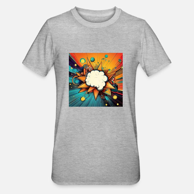 Vibrant Abstract Explosive Cloud Design - Unisex Polycotton T-Shirt - heather grey