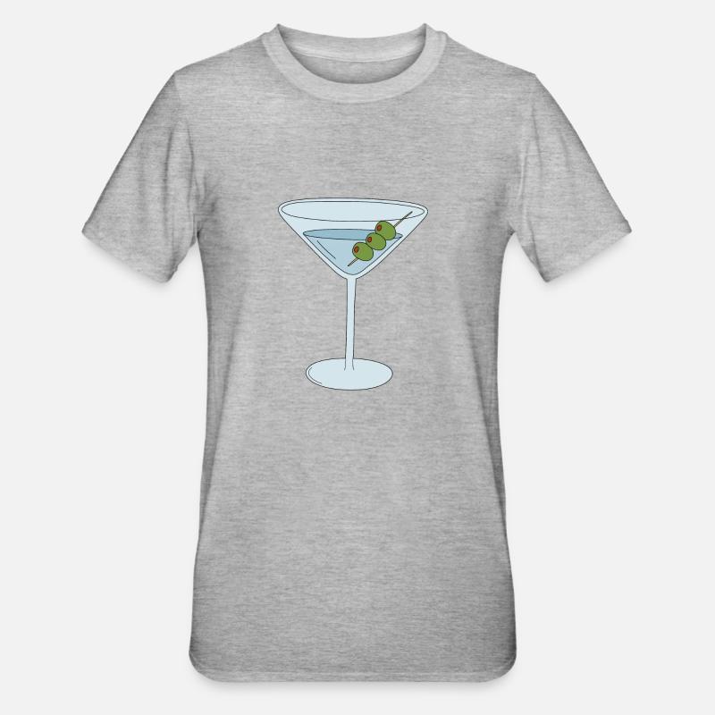 Martini mit Oliven - Unisex Polycotton T-Shirt - Grau meliert