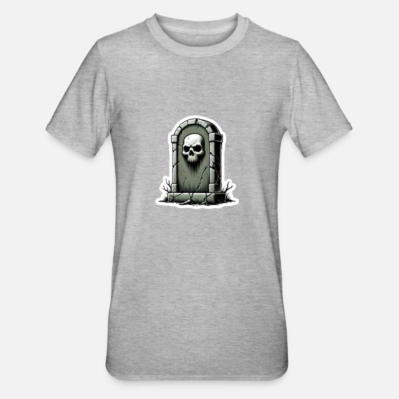 Grabstein - Unisex Polycotton T-Shirt - Grau meliert