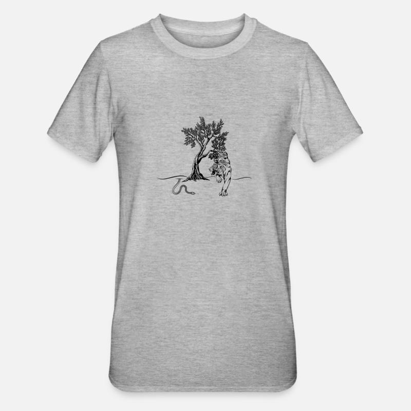 "never alone" - Unisex Polycotton T-Shirt - Grau meliert