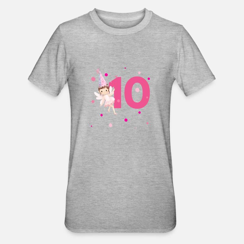 10e anniversaire fée rose - T-shirt polycoton Unisexe - gris chiné