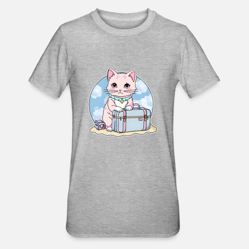 Kitty sur la route - T-shirt polycoton Unisexe - gris chiné