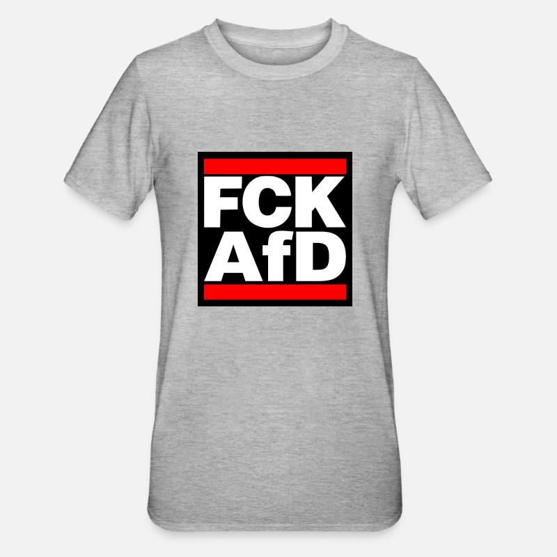 FCK AfD! red - Unisex Polycotton T-Shirt - Grau meliert