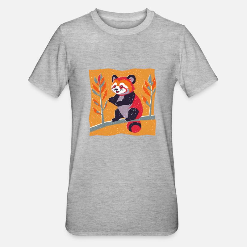 Roter Panda - Unisex Polycotton T-Shirt - Grau meliert
