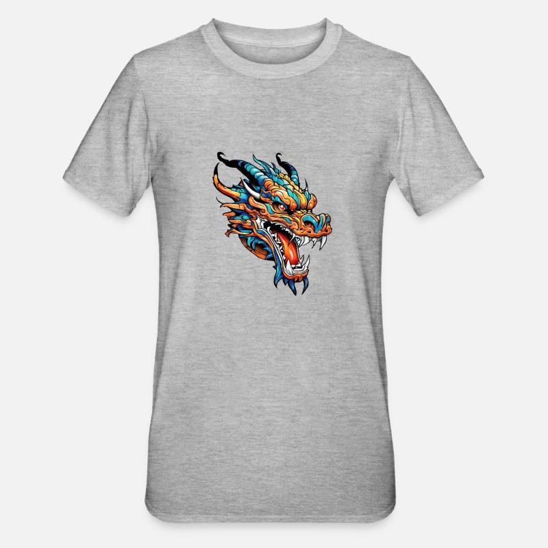 Drachen - Unisex Polycotton T-Shirt - Grau meliert