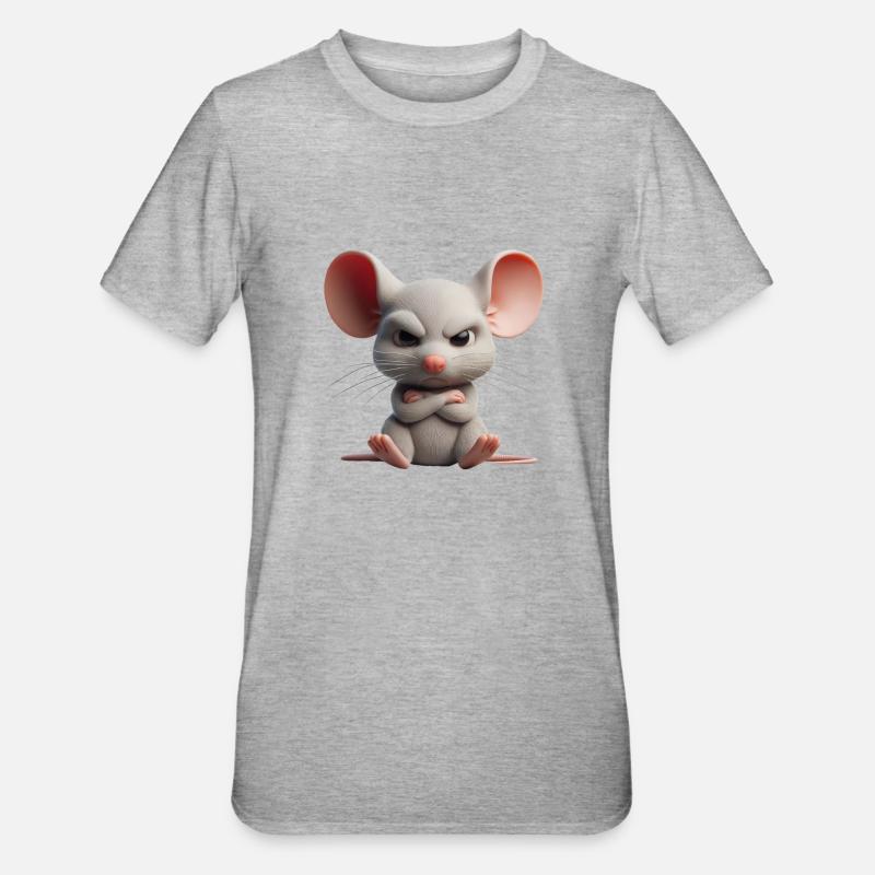 Maus grimmig 2 - Unisex Polycotton T-Shirt - Grau meliert