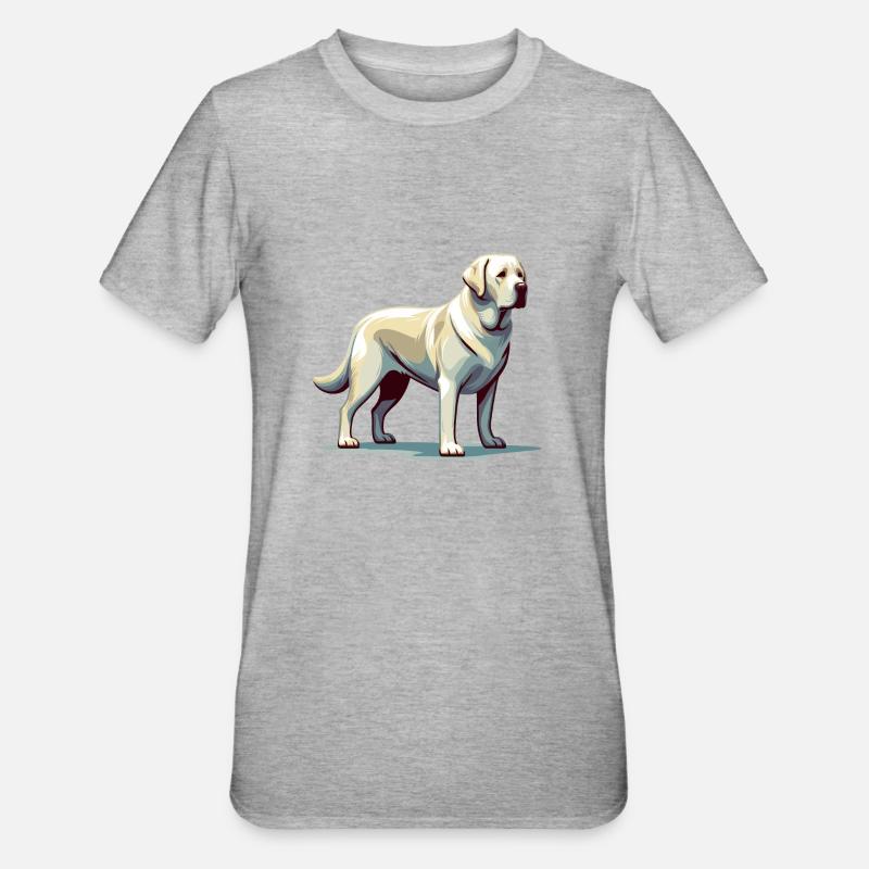 Labrador blanc debout - T-shirt polycoton Unisexe - gris chiné