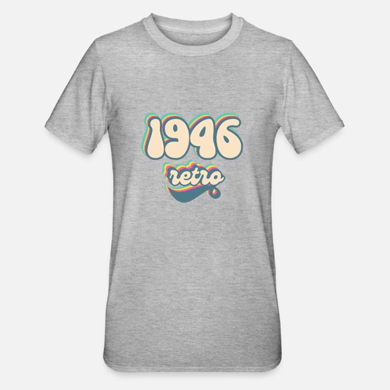 1946 Retro Geschenkidee - Unisex Polycotton T-Shirt - Grau meliert