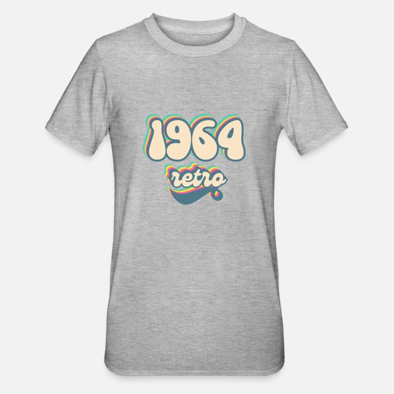1964 retro idée cadeau - T-shirt polycoton Unisexe - gris chiné
