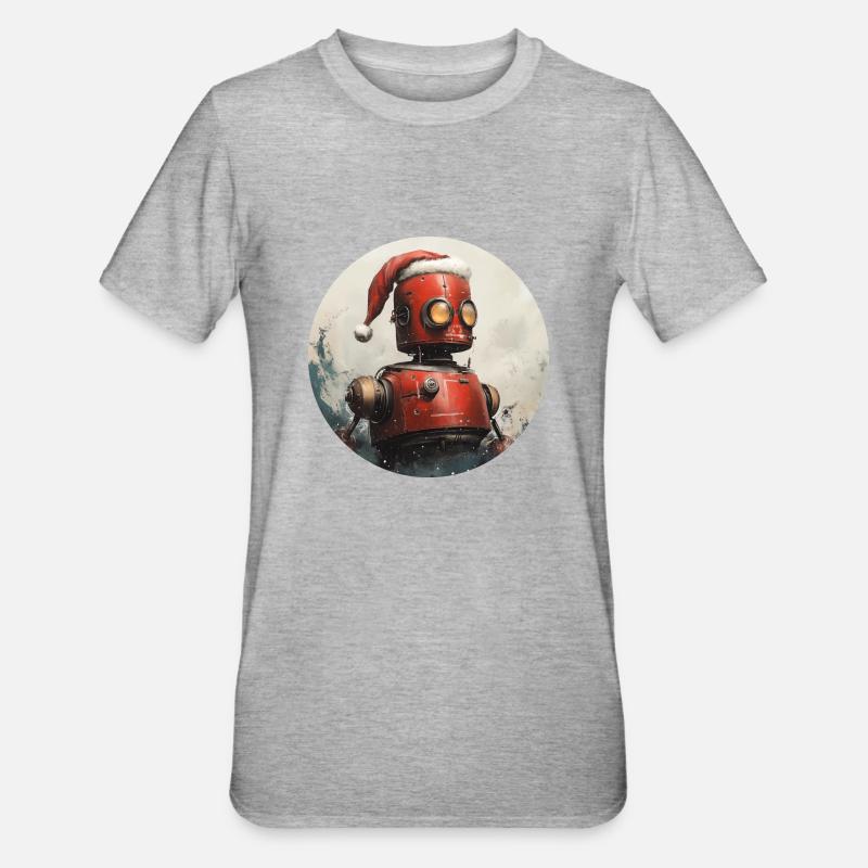 Robot Santa - T-shirt polycoton Unisexe - gris chiné