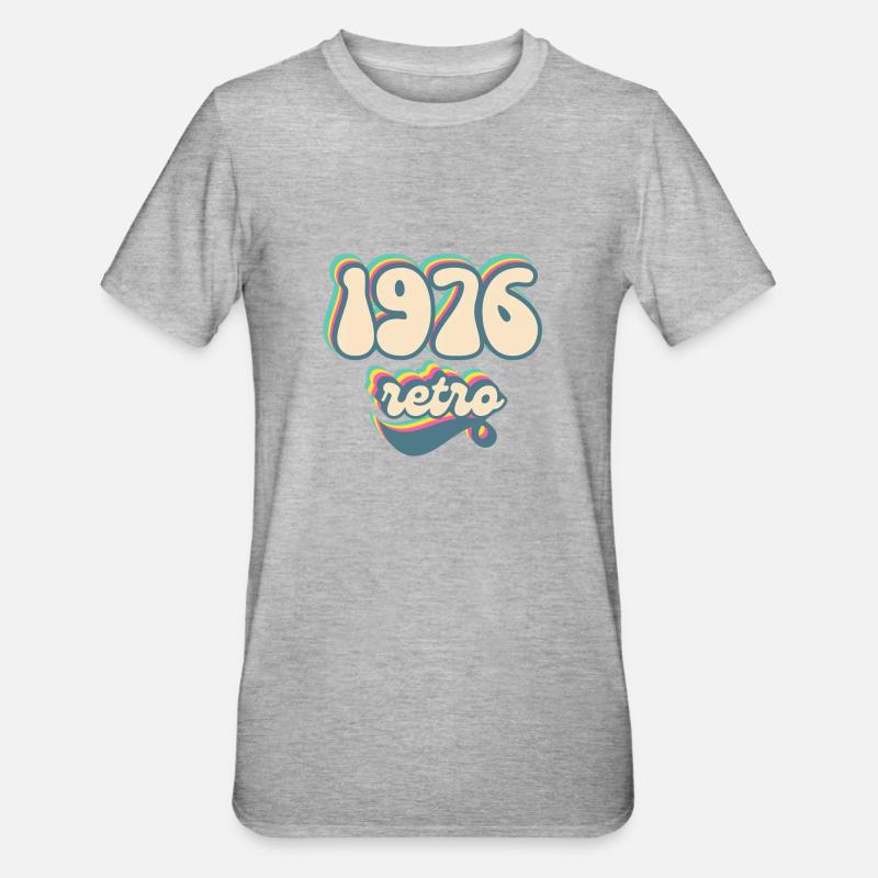 1976 Retro Geschenkidee - Unisex Polycotton T-Shirt - Grau meliert