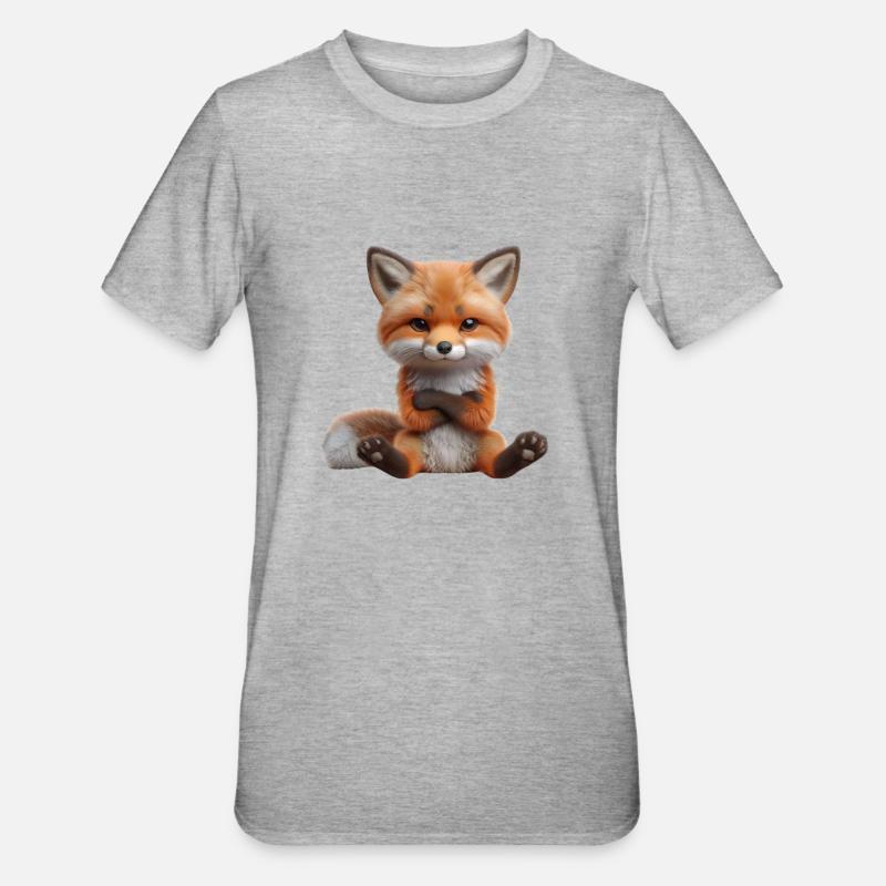 Fuchs grimmig 1 - Unisex Polycotton T-Shirt - Grau meliert