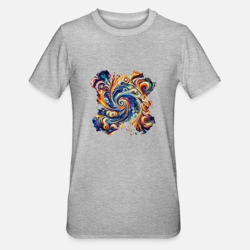 Lebendiger abstrakter Wirbel - Unisex Polycotton T-Shirt - Grau meliert