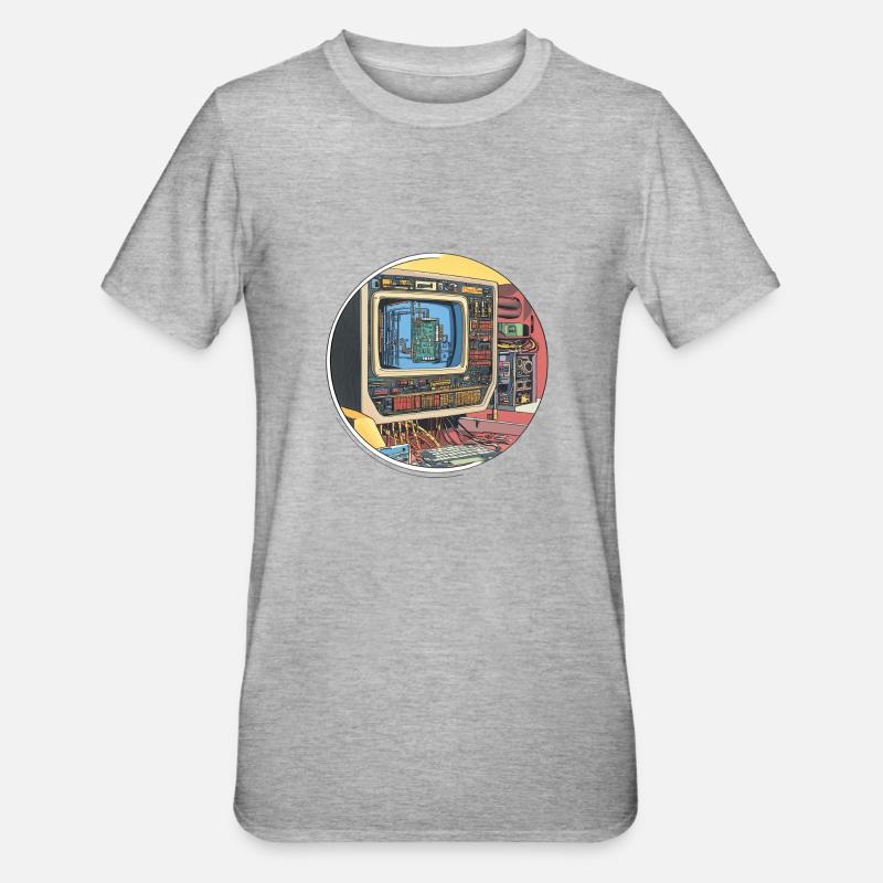 Retro-Tech: Die Anfänge der Computerwelt! - Unisex Polycotton T-Shirt - Grau meliert