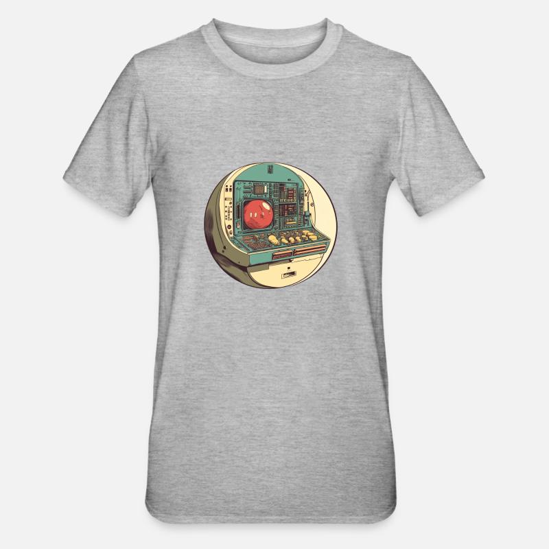 Retro-Computer: Die Anfänge der Technik! - Unisex Polycotton T-Shirt - Grau meliert
