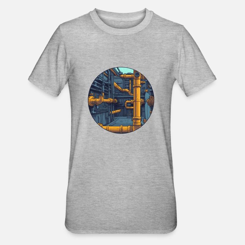 Industrielle Rohrsysteme - Unisex Polycotton T-Shirt - Grau meliert