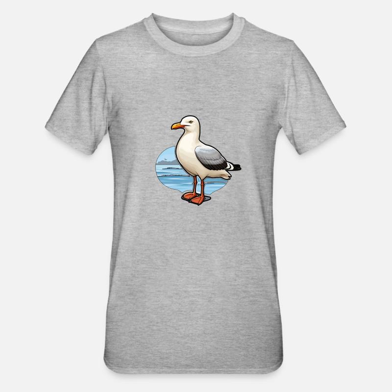 Möwe Seevogel - Unisex Polycotton T-Shirt - Grau meliert