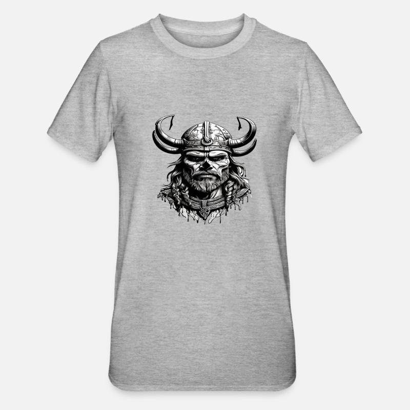 Wikinger Schädel - Unisex Polycotton T-Shirt - Grau meliert