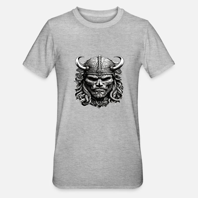 Wikinger Schädel - Unisex Polycotton T-Shirt - Grau meliert