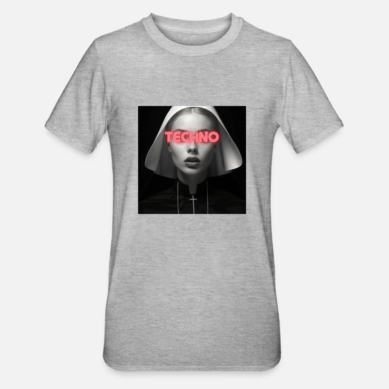 La nonne techno - Rave Design - T-shirt polycoton Unisexe - gris chiné