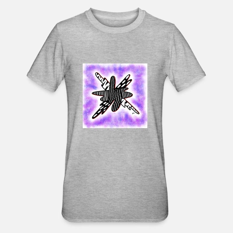 Blob à motifs créatifs sur violet - T-shirt polycoton Unisexe - gris chiné