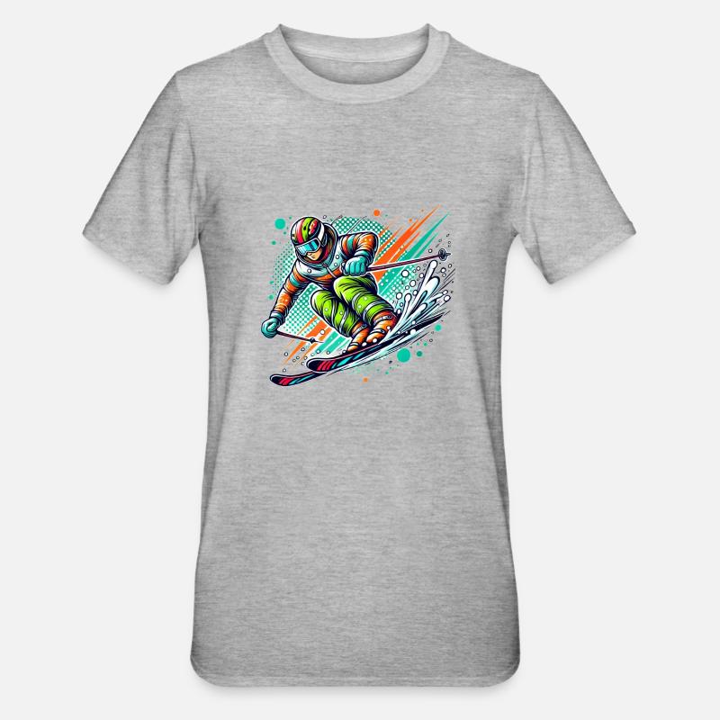 ski abfahrt - Unisex Polycotton T-Shirt - Grau meliert