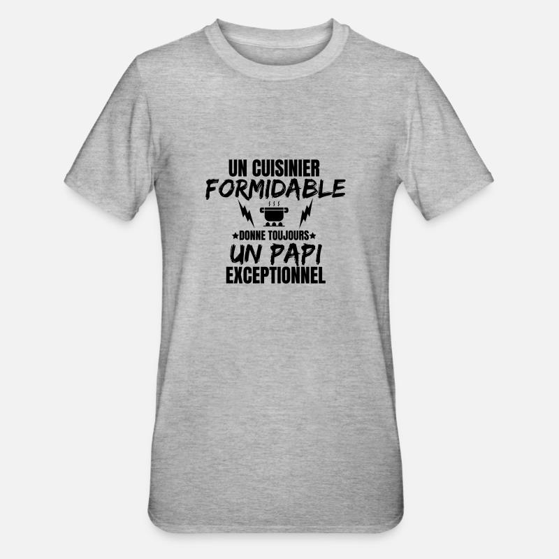 PAPI CUISINIER - T-shirt polycoton Unisexe - gris chiné