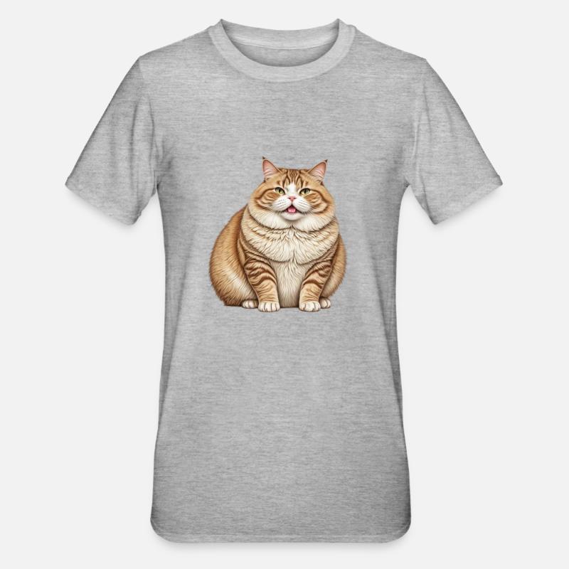 Dicke Katze - Unisex Polycotton T-Shirt - Grau meliert