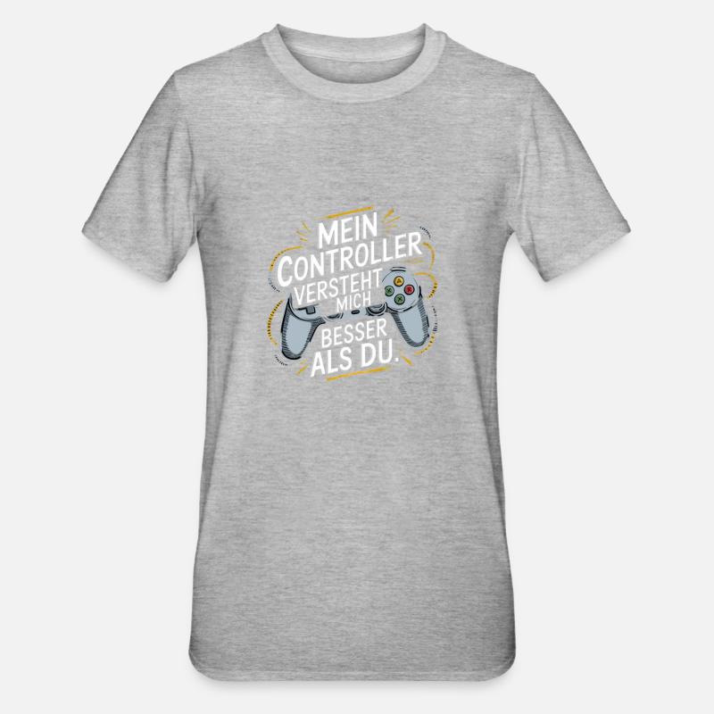 Controller Gamer - Unisex Polycotton T-Shirt - Grau meliert
