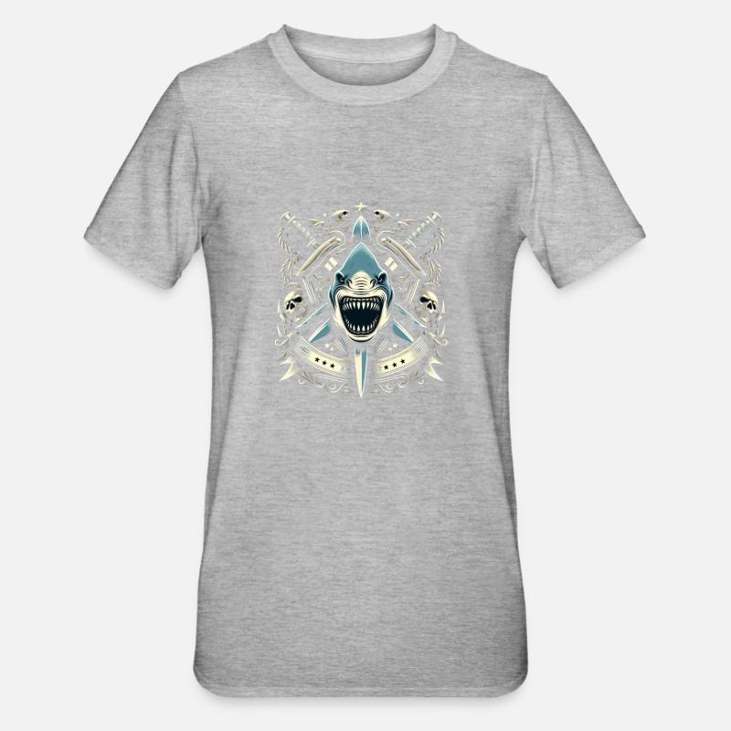 Logo du requin maléfique - T-shirt polycoton Unisexe - gris chiné