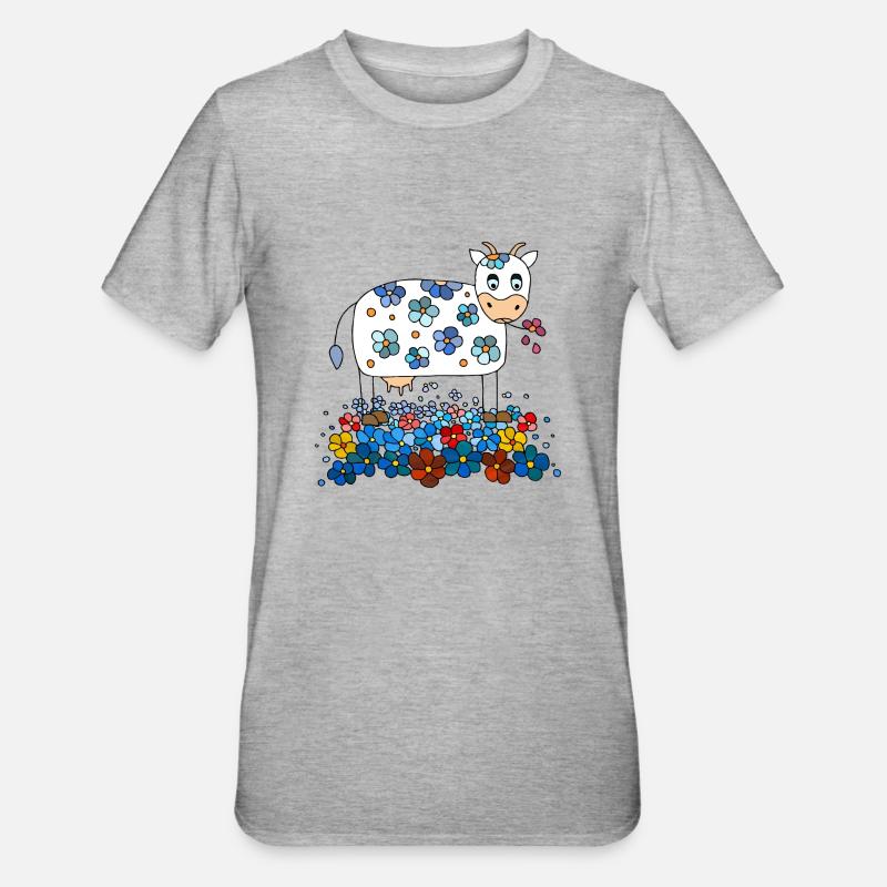Kuh - Unisex Polycotton T-Shirt - Grau meliert