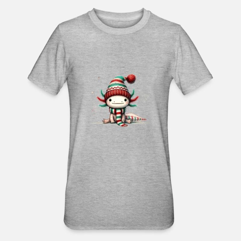 Axolotl lutin de Noël - T-shirt polycoton Unisexe - gris chiné