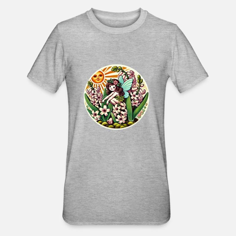 Fée Jacinthe Printanière - T-shirt polycoton Unisexe - gris chiné