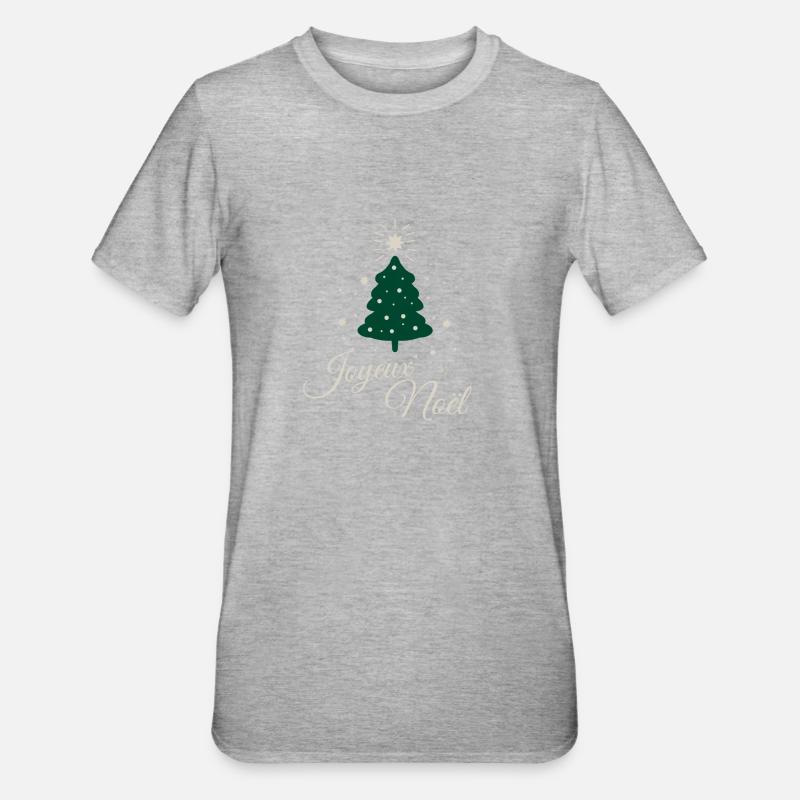 Minimalistischer Tannenbaum mit raffiniertem silbernem Text - Unisex Polycotton T-Shirt - Grau meliert