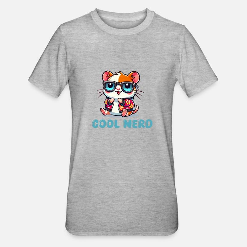 hamster comic cool nerd - Unisex Polycotton T-Shirt - heather grey
