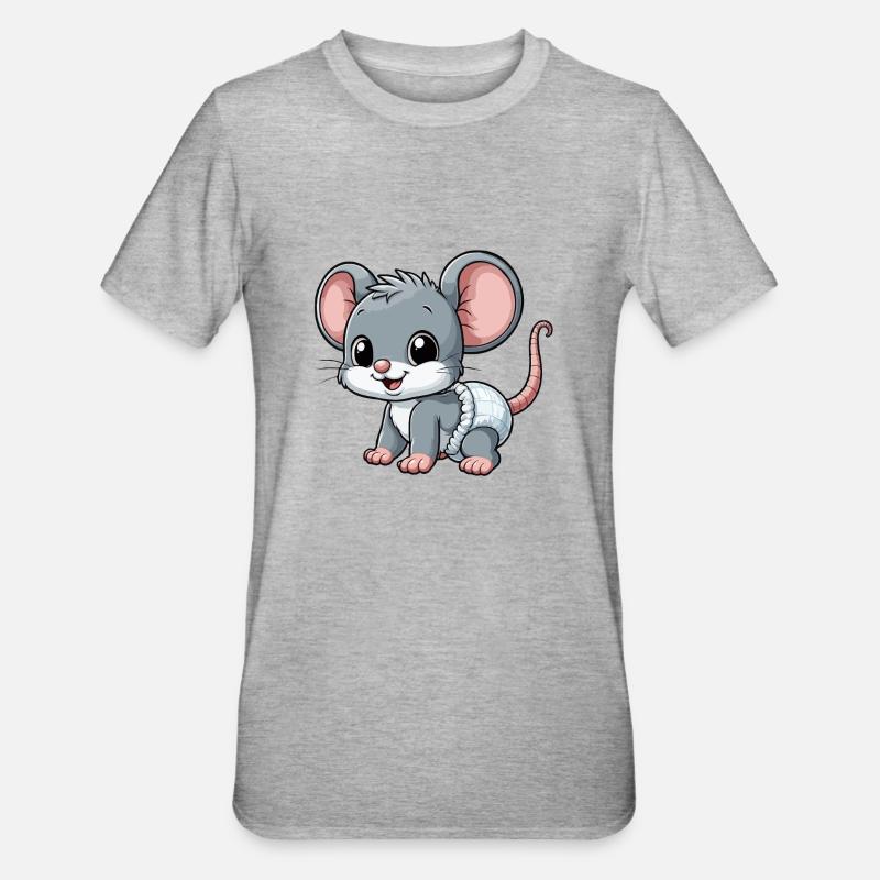 Baby mouse with diaper - Unisex Polycotton T-Shirt - heather grey